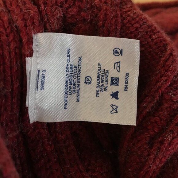 LANDS' END - MEN'S MEDIUM 38-40  - BERRY LONG SLEEVE COLLARED WOOL BLEND SWEATER - Picture 8 of 8